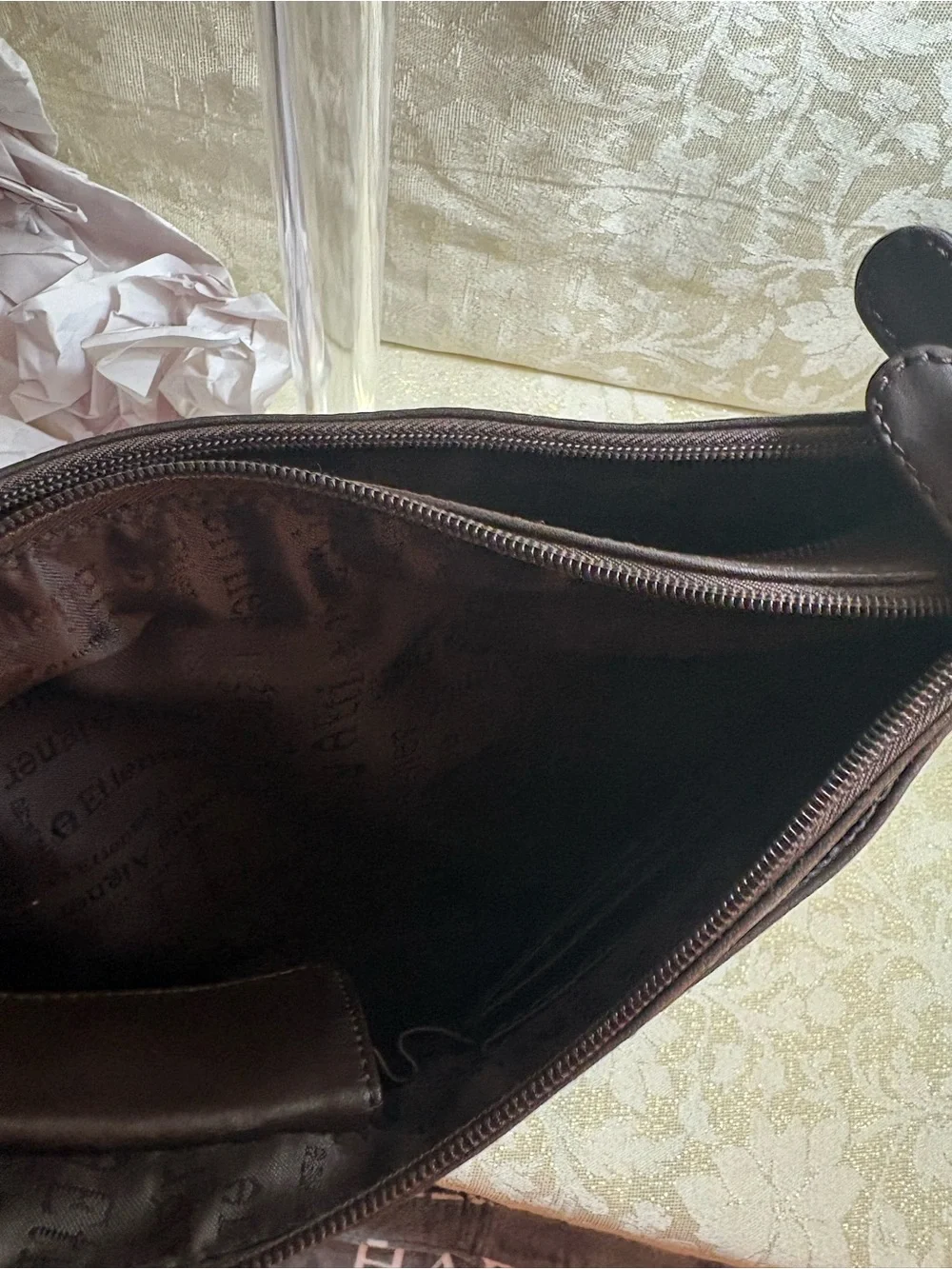 Etienne Aigner Brown Leather Shoulder Bag with Gold Hardware